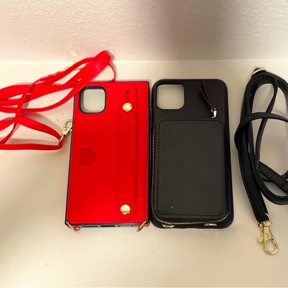 Red Phone Carry Case and Black Phone Case Size: 6 inches long • 3 inches wide